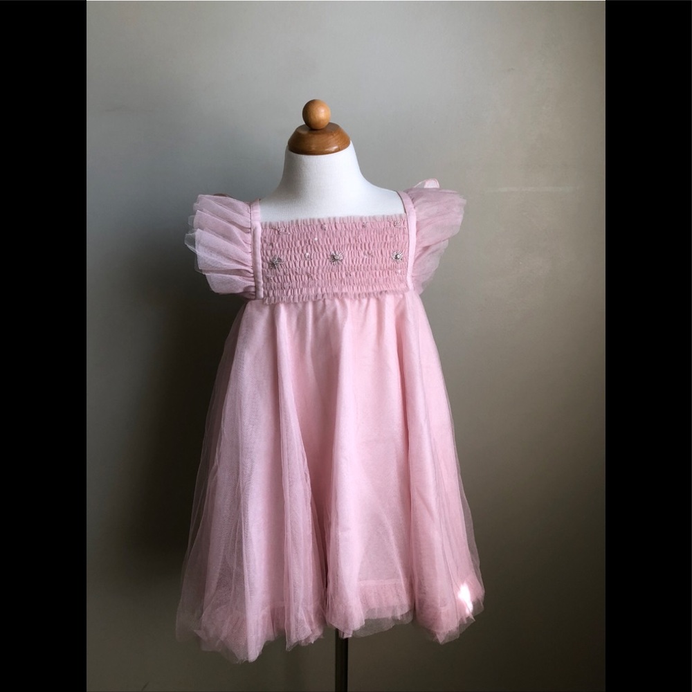 Little Girls Pink Tulle Dress - Picture 2 of 4